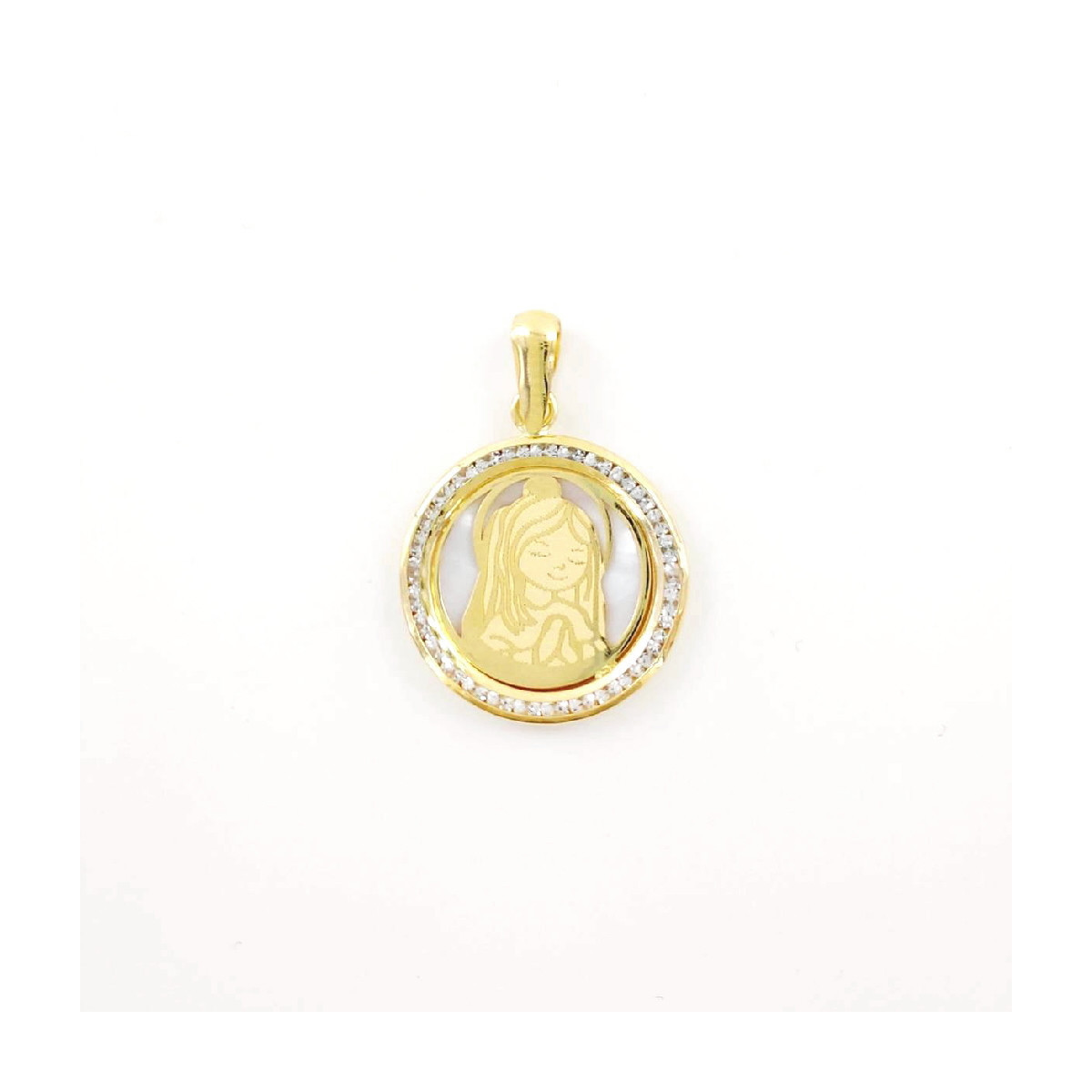 MEDALLA VIRGEN NIÑA NACAR Y CIRCONITAS