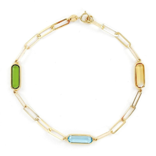 PULSERA ORO PIEDRAS COLOR
