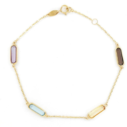 PULSERA ORO PIEDRAS COLOR