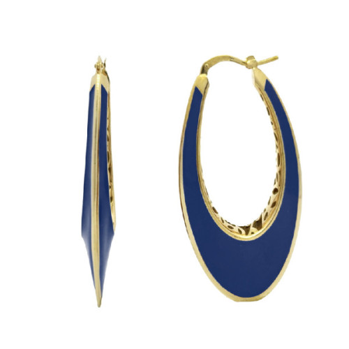 AROS PLATA BAÑADO EN ORO Y ESMALTE AZUL