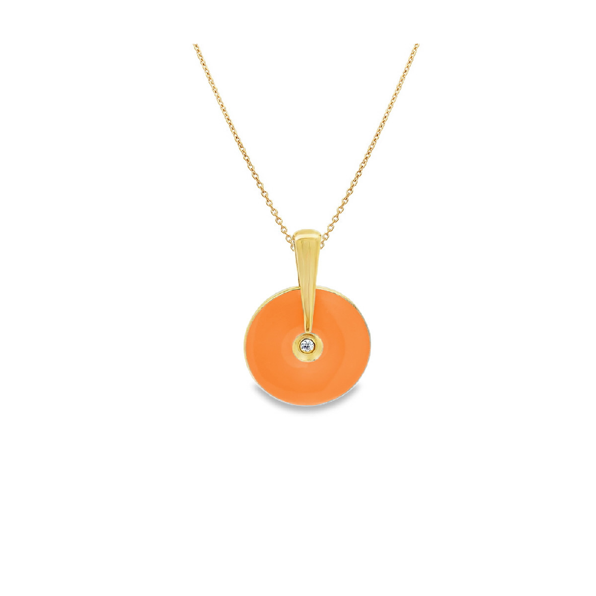 COLLAR PLATA BAÑADO ORO ESMALTE NARANJA