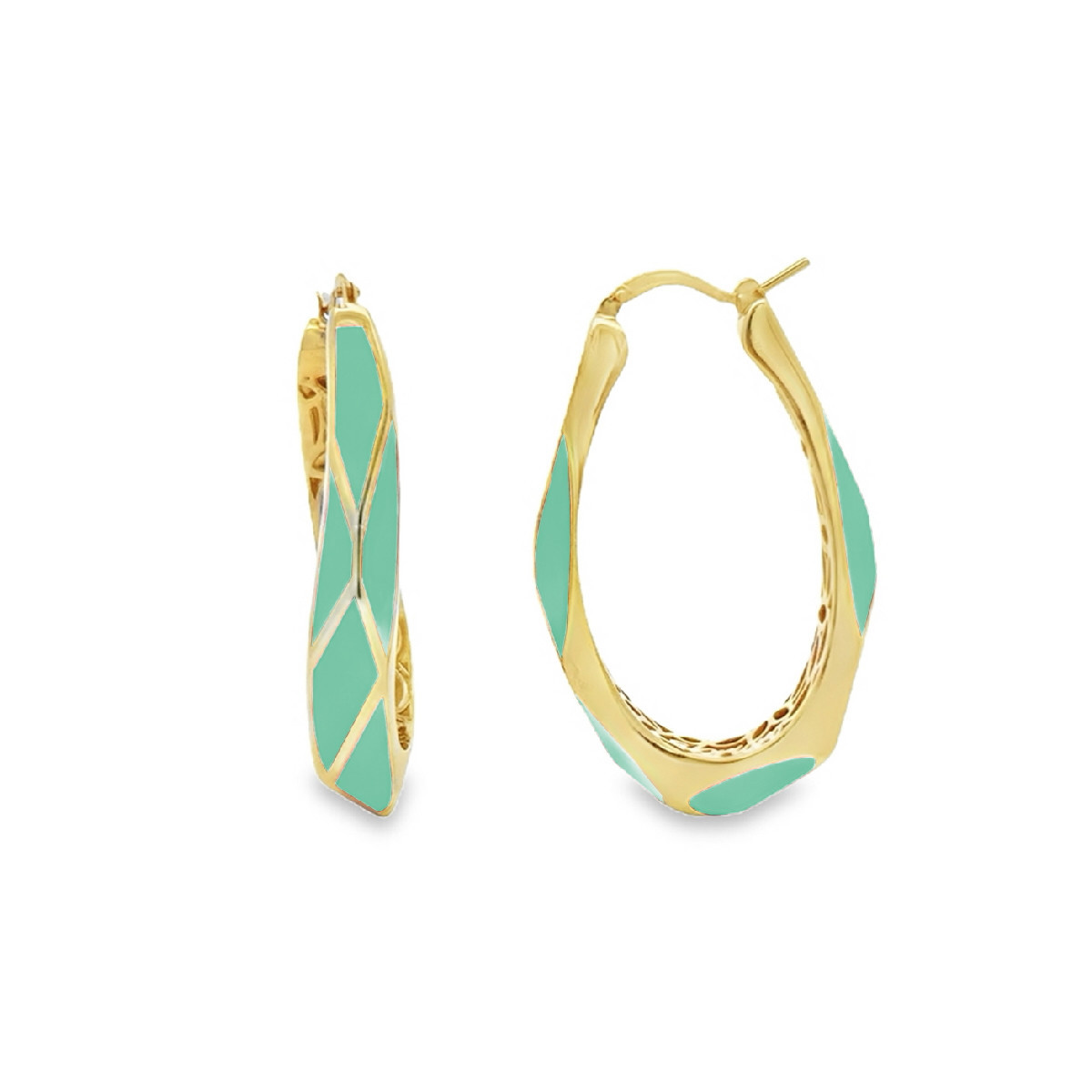 AROS PLATA BAÑADA ORO Y ESMALTE V.AGUA