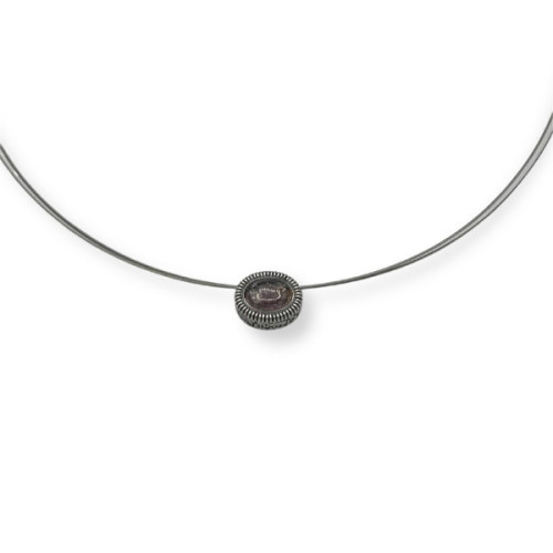 COLGANTE OVALADO PLATA Y TURMALINA