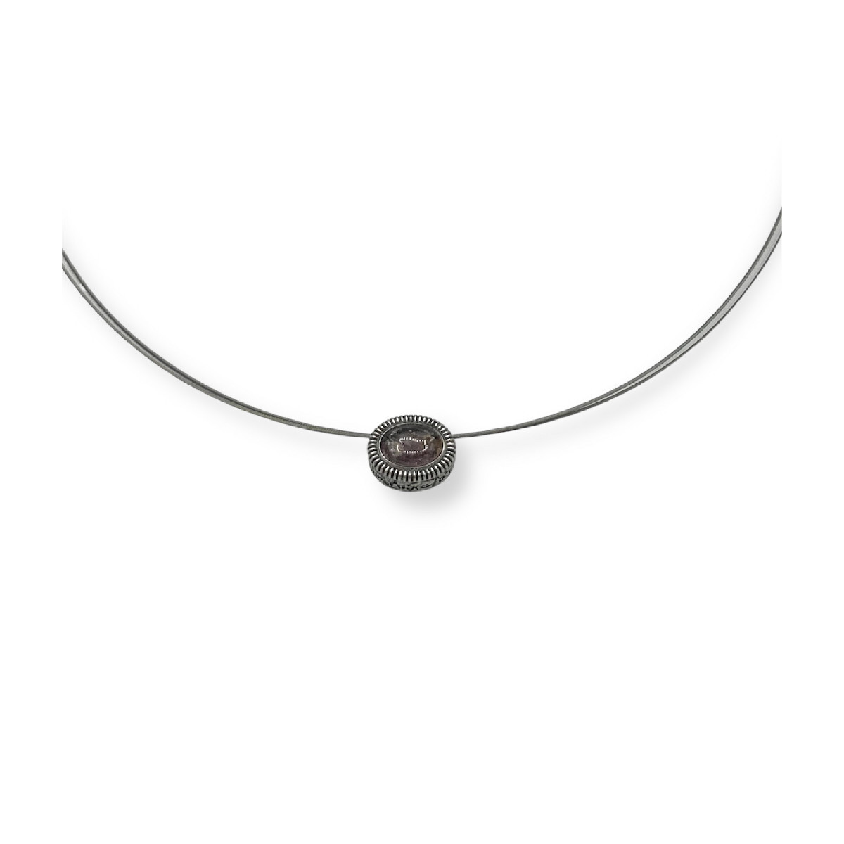 COLGANTE OVALADO PLATA Y TURMALINA