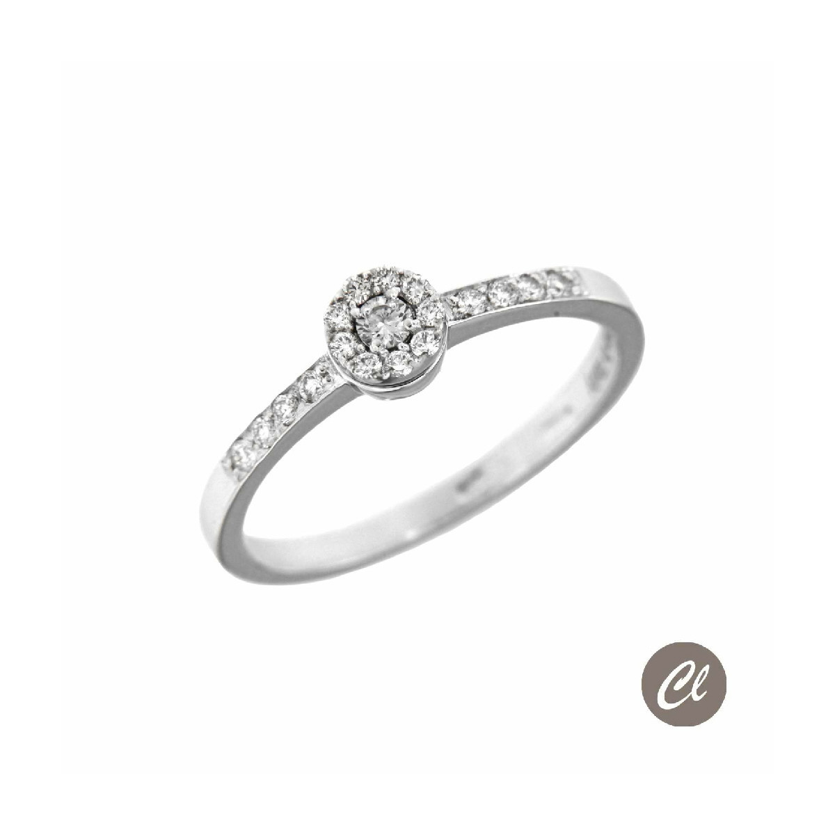 ANILLO ORO BLANCO Y BRILLANTES 0.21 QT