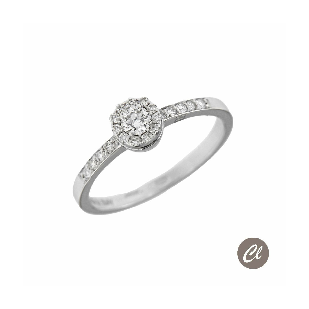 ANILLO ORO BLANCO Y BRILLANTES 0.31 QT