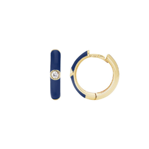 AROS PLATA BAÑADA ORO Y ESMALTE A.INDIGO