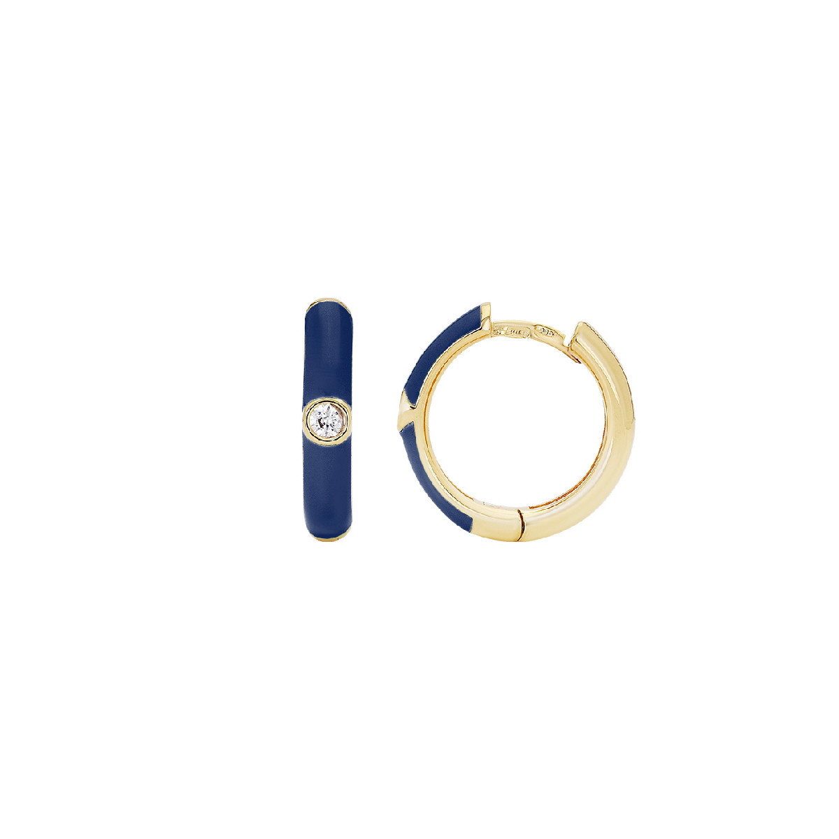 AROS PLATA BAÑADA ORO Y ESMALTE A.INDIGO