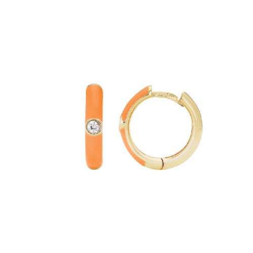 AROS PLATA BAÑADA ORO Y ESMALTE NARANJA