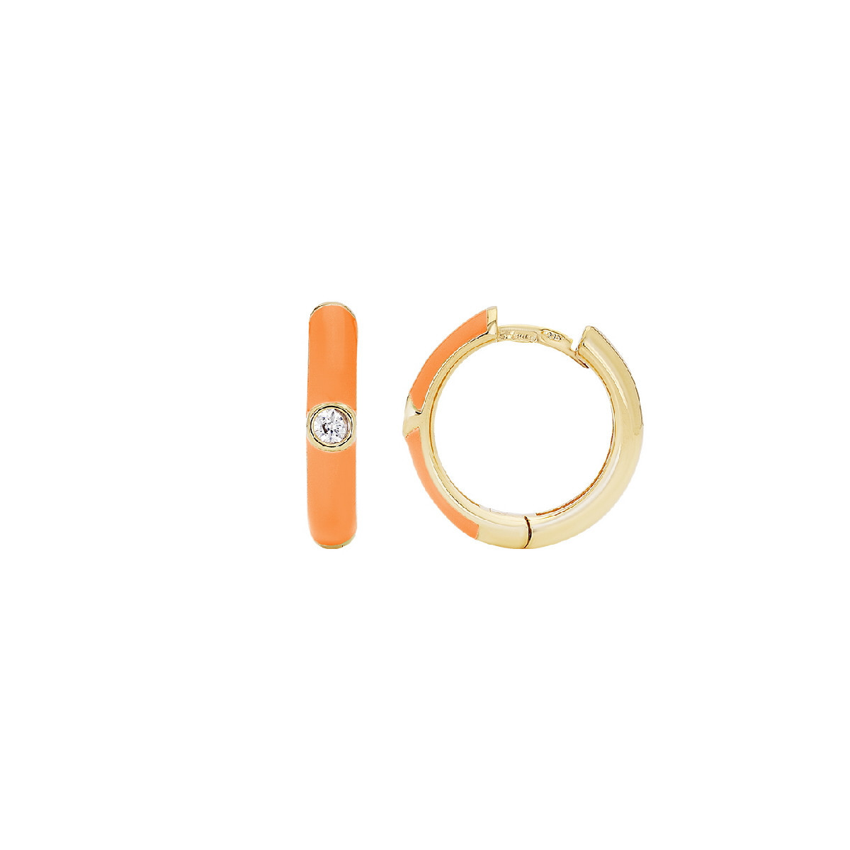 AROS PLATA BAÑADA ORO Y ESMALTE NARANJA