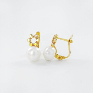 PENDIENTES ORO PERLA Y BTES 0.025 QT