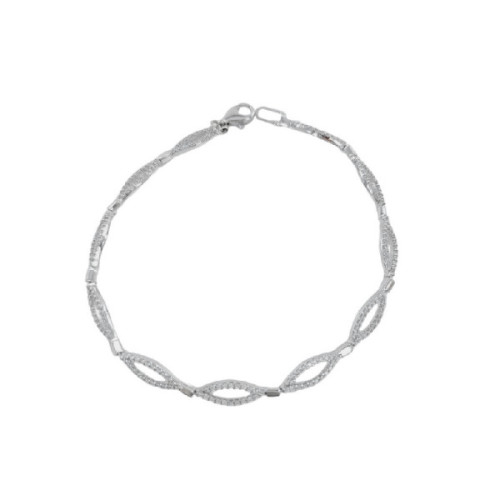 PULSERA ORO BLANCO Y CIRCONITAS