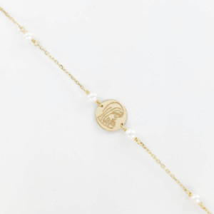 PULSERA ORO CHAPA NIÑA Y PERLAS